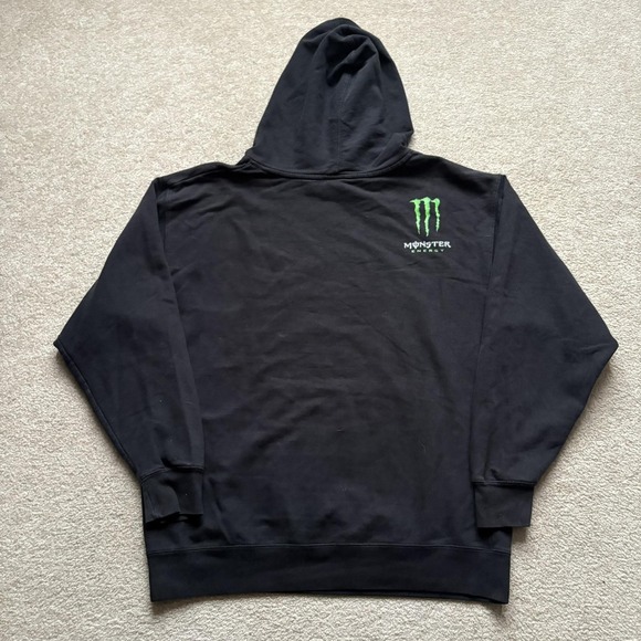 Monster Energy Hoodie Sweatshirt Mens Large Black Pullover Graphic Logo Y2K - Picture 2 of 14